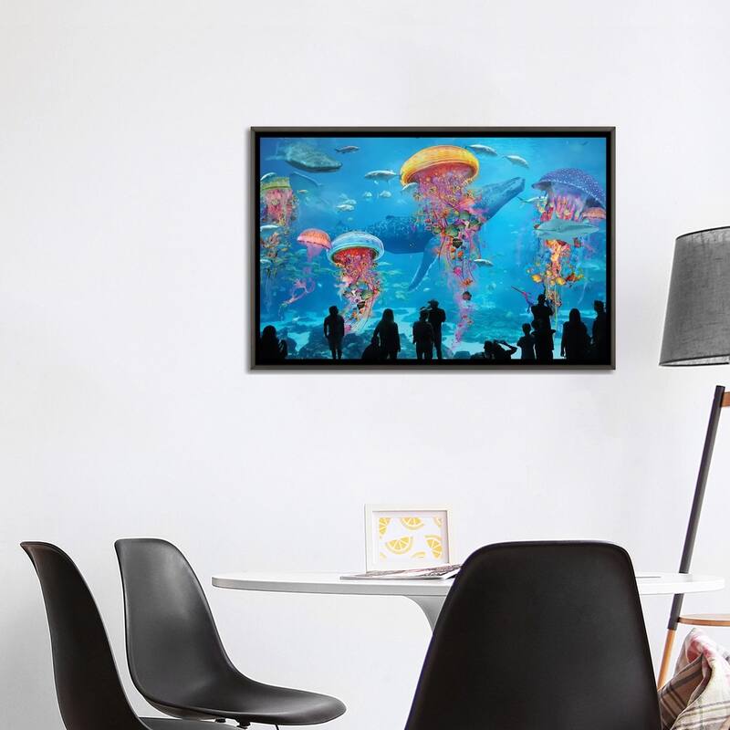 iCanvas "Super Electric Jellyfish Aquarium" by David Loblaw Framed